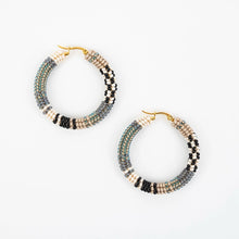 Patchwork Tube Beaded Hoop Earrings (Multiple Colors)