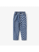 Avant-Garde Grid/Houndstooth Diamond Pattern Denim Jeans