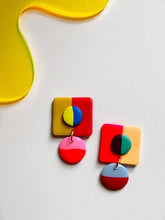 Short Square Color Block Earrings