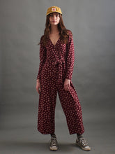 Rita Long Sleeve Jumpsuit Diamond Vine- Burgundy Bouquet