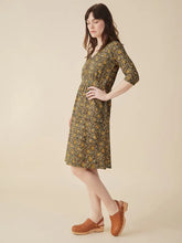 Jaya Half Sleeve Dress - Olive Kalamkari