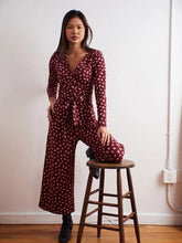 Rita Long Sleeve Jumpsuit Diamond Vine- Burgundy Bouquet