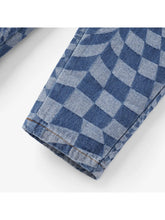 Avant-Garde Grid/Houndstooth Diamond Pattern Denim Jeans