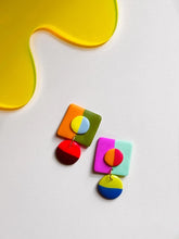 Short Square Color Block Earrings
