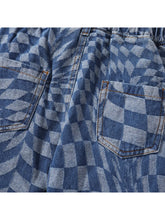 Avant-Garde Grid/Houndstooth Diamond Pattern Denim Jeans