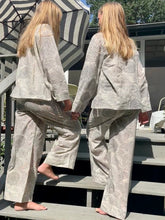 Women’s Cotton Pajama Set – Grey & Cream Floral Hummingbird