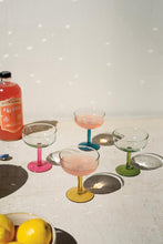 Colorful Stemmed Coupe Glasses (Set of 4 - One Each Color)