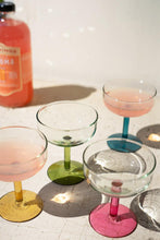 Colorful Stemmed Coupe Glasses (Set of 4 - One Each Color)