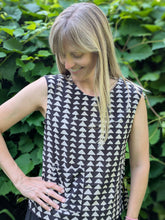 Black & White Hand-Printed Dabu Boxy Tank with Pocket