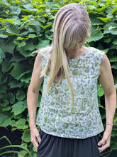Green Floral Block Printed Boxy Tank with Pocket