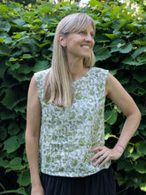 Green Floral Block Printed Boxy Tank with Pocket