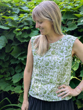 Green Floral Block Printed Boxy Tank with Pocket