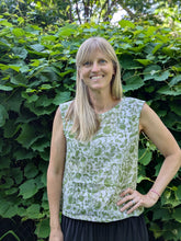 Green Floral Block Printed Boxy Tank with Pocket