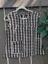 Black & White Hand-Printed Dabu Boxy Tank with Pocket