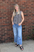 Black & White Hand-Printed Dabu Boxy Tank with Pocket