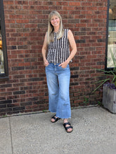 Black & White Hand-Printed Dabu Boxy Tank with Pocket