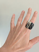 Handcrafted Zebu Horn Rings from Madagascar - Square Ridge