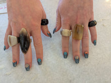 Handcrafted Zebu Horn Rings from Madagascar - Pointed Oval