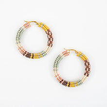 Patchwork Tube Beaded Hoop Earrings (Multiple Colors)