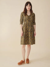Jaya Half Sleeve Dress - Olive Kalamkari