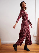Rita Long Sleeve Jumpsuit Diamond Vine- Burgundy Bouquet