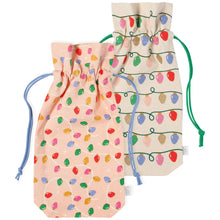 Holiday Lights Cotton Wine Bags | Festive, Stylish Gift Bags for Wine Bottles