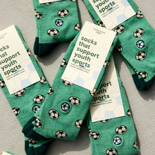 Socks That Support Youth Sports (Green Soccer Balls)