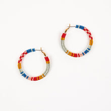 Patchwork Tube Beaded Hoop Earrings (Multiple Colors)