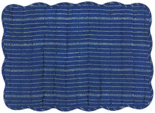 Fan Flower Block Print & Quilted Kantha Placemat (Reversible)