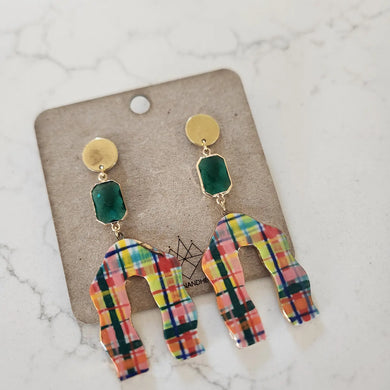 Candy Plaid Arch Earrings