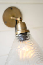 Antique Brass Wall Lamp with Glass Fluted Shade