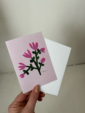 Pink Chunky Sprig Greeting Card