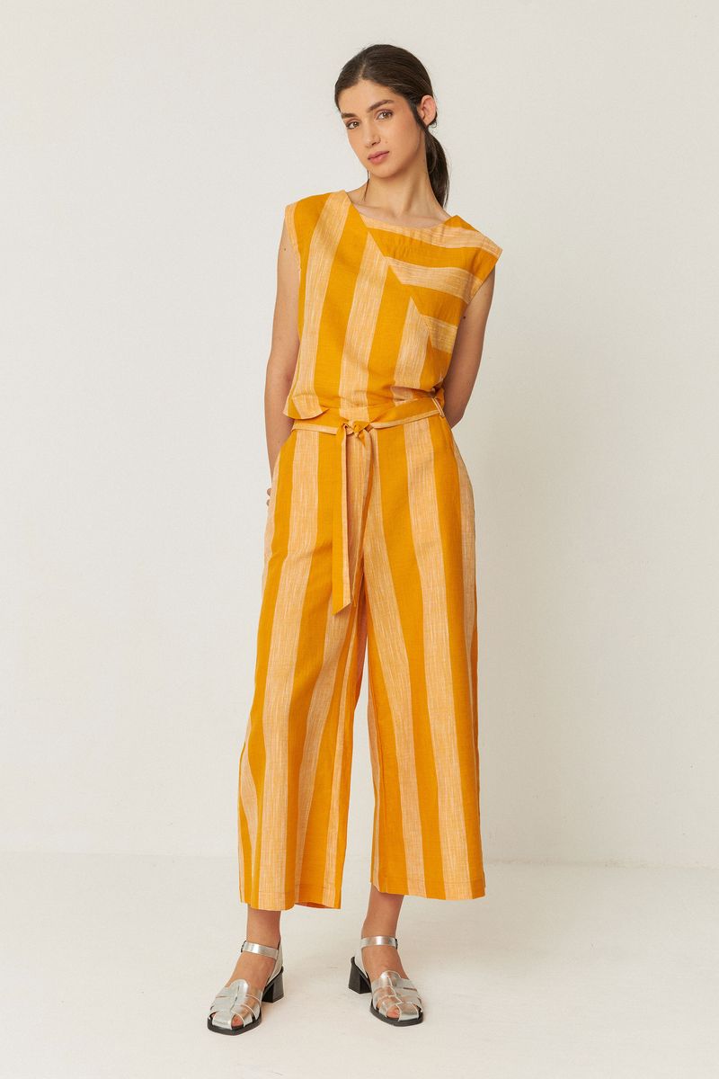 Dona Linen & Organic Cotton Striped Trousers