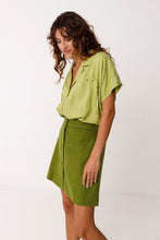 Iragi Linen & Organic Cotton Skirt – Green Button-Front A-Line | Sustainable Summer Staple