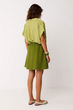 Iragi Linen & Organic Cotton Skirt – Green Button-Front A-Line | Sustainable Summer Staple