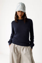Iradi Organic Cotton Sweater – Navy Textured Knit Pullover | Sustainable Women’s Essential