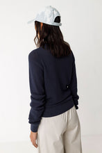 Iradi Organic Cotton Sweater – Navy Textured Knit Pullover | Sustainable Women’s Essential