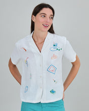 Chiringuito Embroidery Aloha Blouse White - Linen & Ecovero Viscose