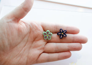 Hand-Painted Flower Stud Earrings Set