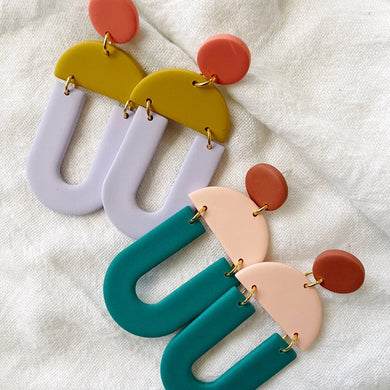 Billie | Blocky Geometric Polymer Clay Earrings (Multiple Colors)