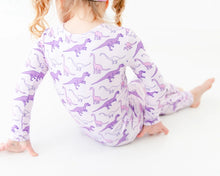 Land Before Bedtime Dinosaur Bamboo Baby Pajamas Convertible Footie - Prehistoric Purple