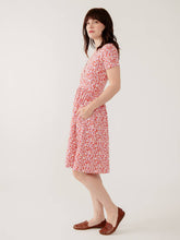 Izzy Organic Cotton Wrap Dress in Fern Beats Tangerine