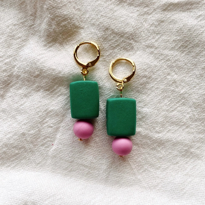 Shay | Chunky Bead Drop Polymer Clay Earrings