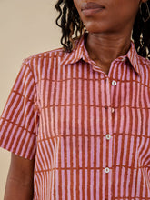 Benji Button Down in Mod Block Terracotta Blush