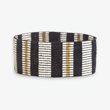 Kenzie Vertical Stripes Beaded Stretch Bracelet Black & White