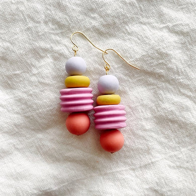 Bijoux | Chunky Beaded Dangle Polymer Clay Earrings