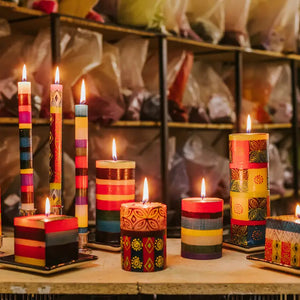 Hand Painted Taper Candles from South Africa (Set of 2 - Various Styles)