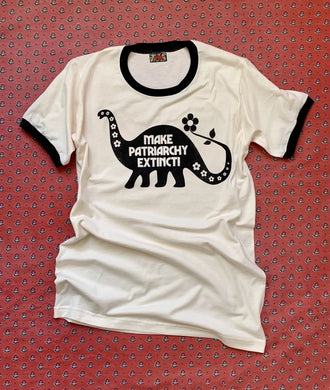 Make Patriarchy Extinct! Unisex Ringer Tee