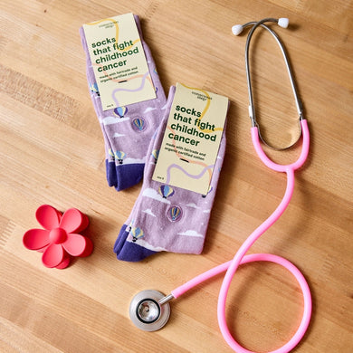 Socks That Fight Childhood Cancer (Purple Hot Air Balloons)