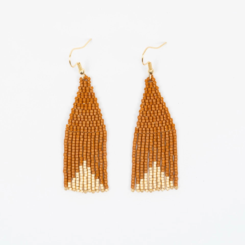 Saddle Delica Triangle with Gold Earrings
